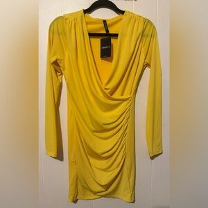 Boohoo Yellow Draped Dress